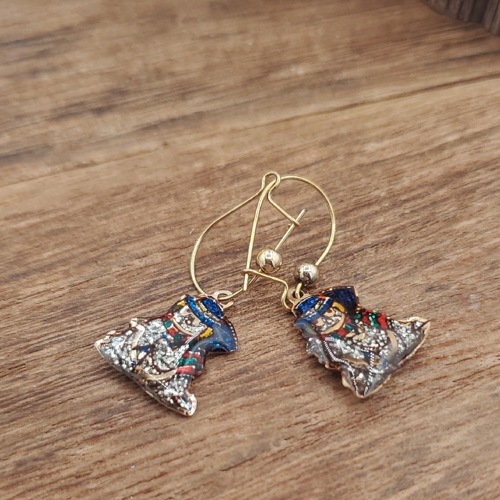 Silver Glitter Sparkle Snowman Earrings E2152